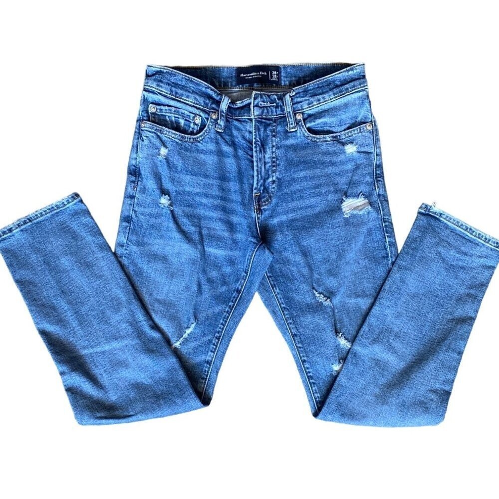 Abercrombie & Fitch blue denim jeans skinny stretch  women 28X28‎ - Picture 2 of 8